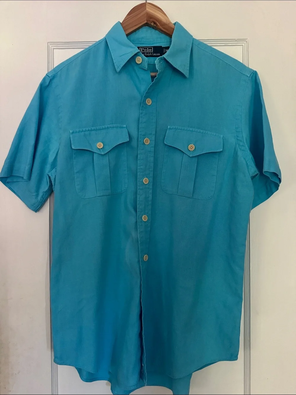 Polo by Ralph Lauren Teal Short-Sleeve Button-Down Shirt - medium